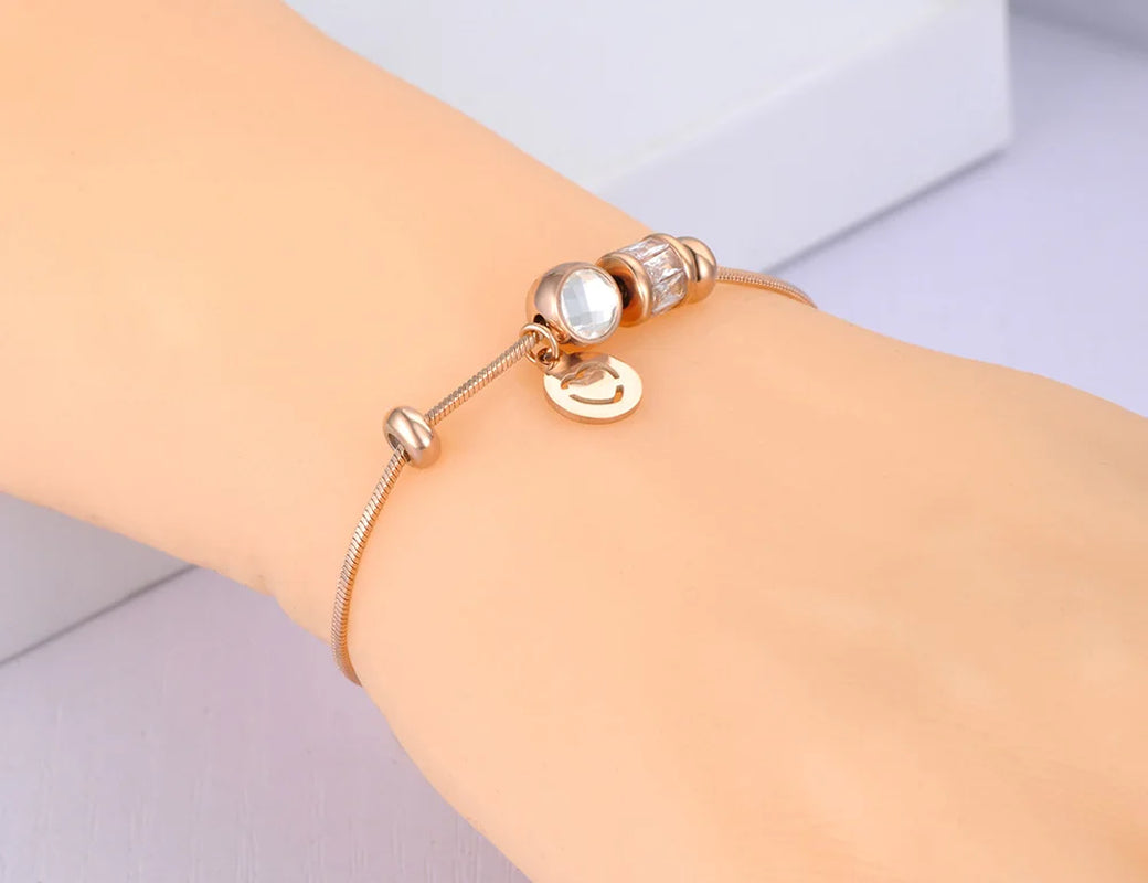 Original Design Fashion Stainless Steel Cubic Zirconia Adjustable Bracelet for Women Bohemia Chain & Link Bracelet B21072