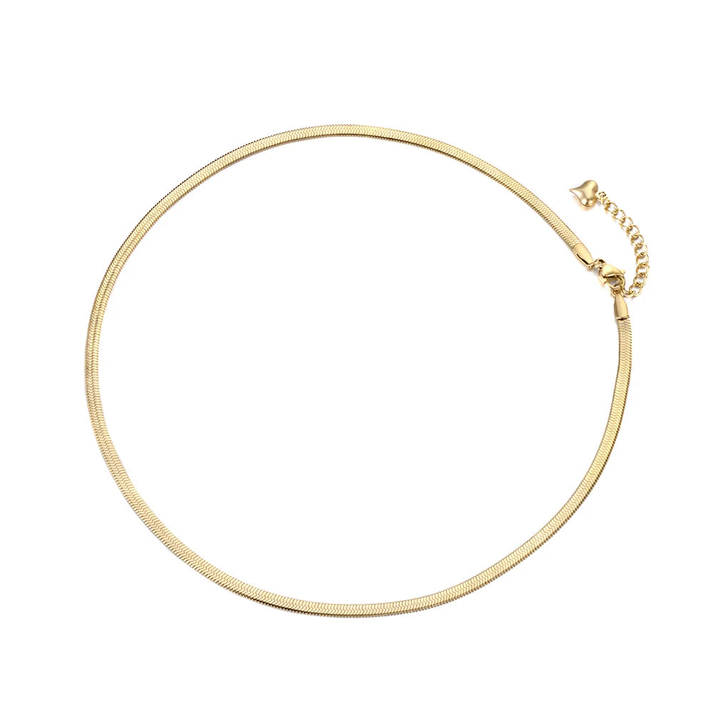 New Arrival Sample Jewelry Stainless Steel Snake Chain Thin Necklace Rose Gold Color Chirstmas Gift N18065