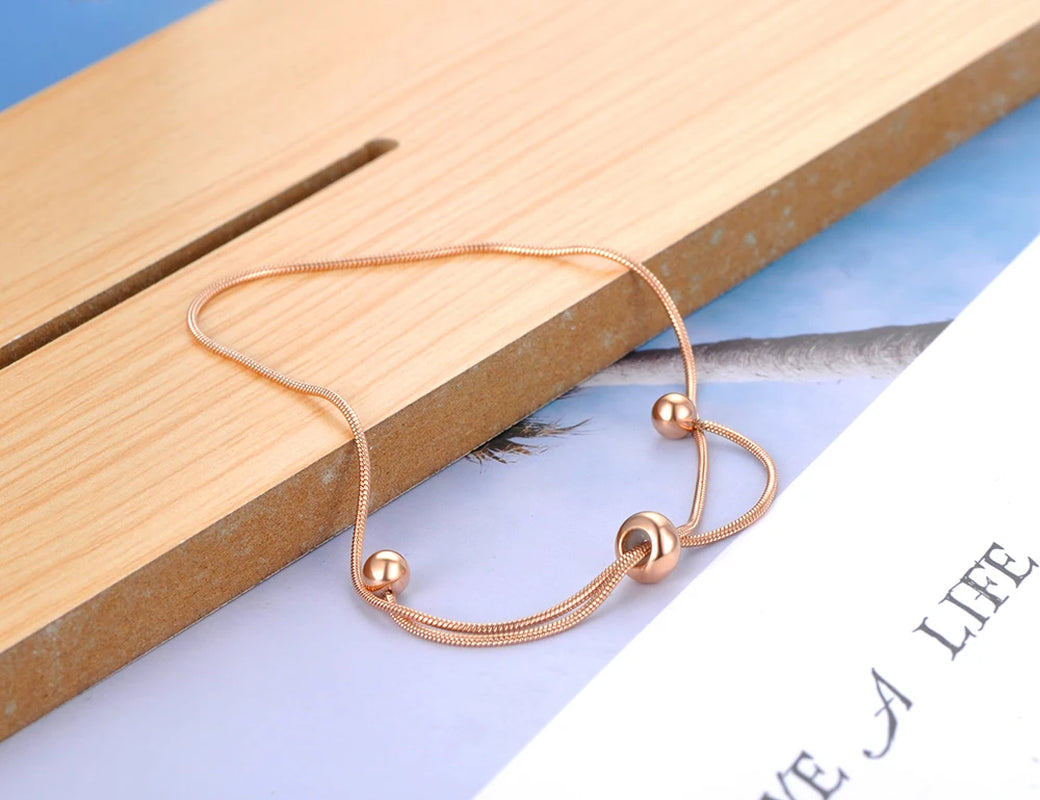Titanium Stainless Steel Snake Chain Link Bracelets for Women Girls Gold Plated Adjustable Size Bracelet B21150