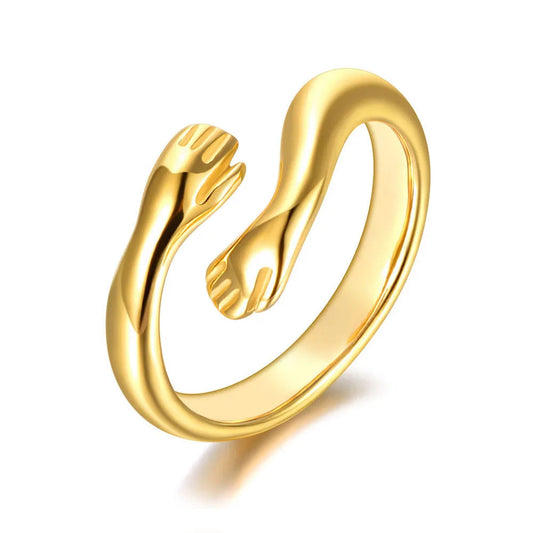 Titanium Stainless Steel Cast Metal Ring 18K Gold Plated Bohemia Party Both Hands Ring Jewelry for Women Girls R22004