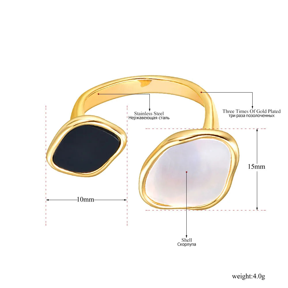 Titanium Stainless Steel Acrylic Shell Ring Trendy Geometric Open Ring Jewelry for Women Кольцо Женское R22005