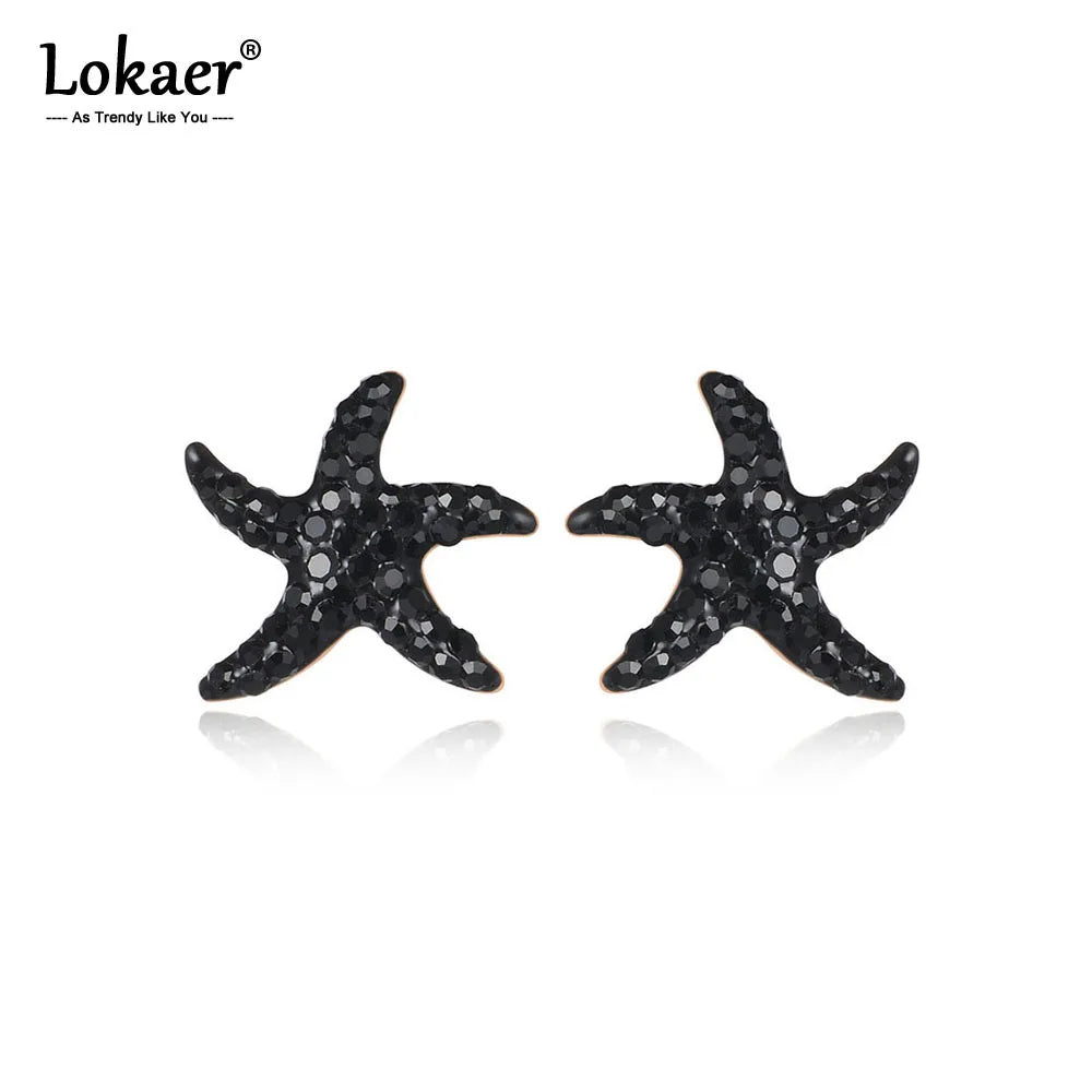 Bohemia Party White/Black Clay Shiny Crystal Starfish Stud Earrings for Women Office Girl'S Earrings Jewelry E19096