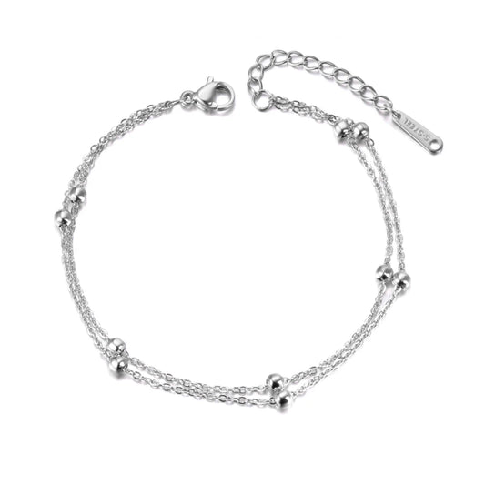 Trendy Double Layer Handmade Beads Anklet for Women Barefoot Sandals Bracelet Anklets Foot Gothic Boho Jewelry A21011