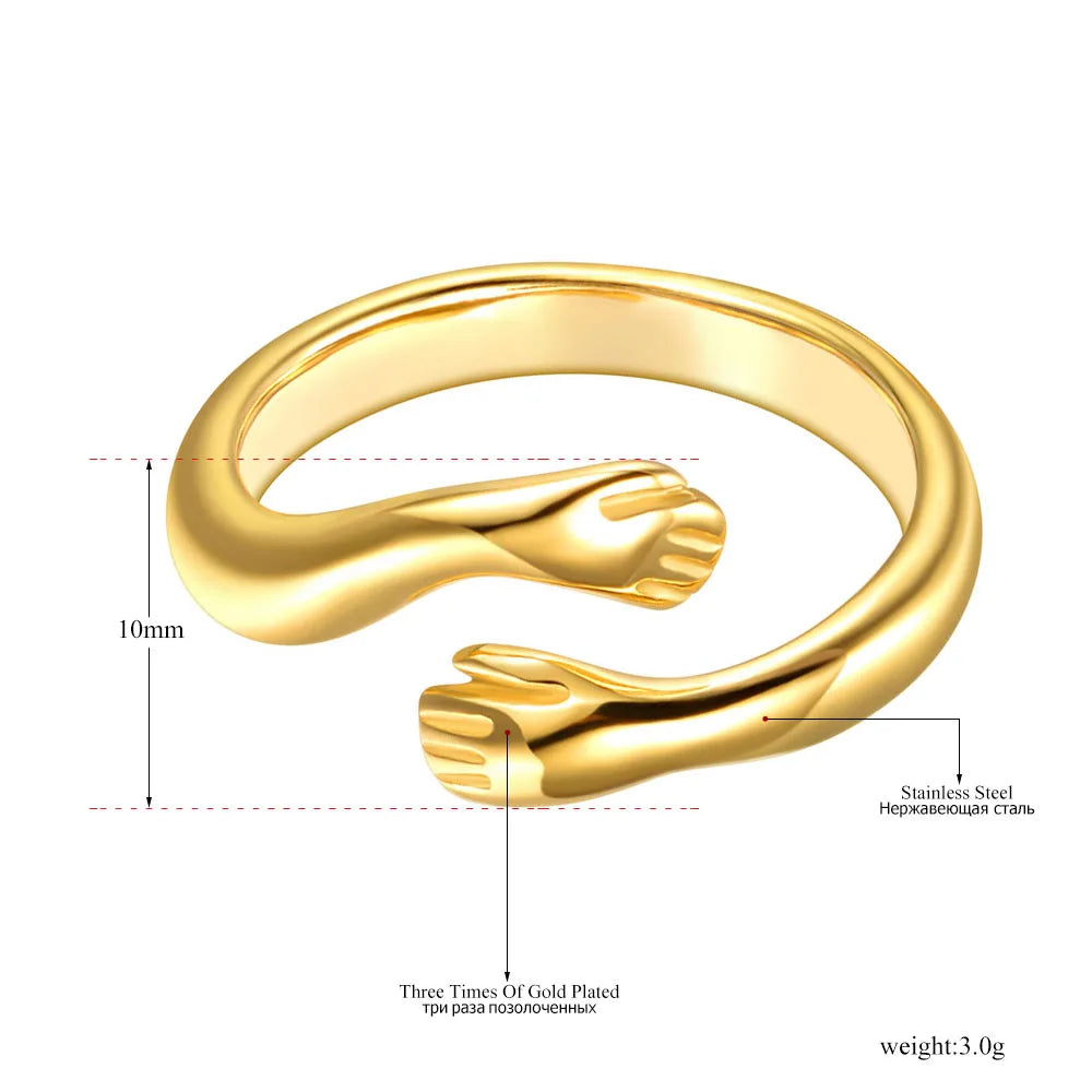 Titanium Stainless Steel Cast Metal Ring 18K Gold Plated Bohemia Party Both Hands Ring Jewelry for Women Girls R22004