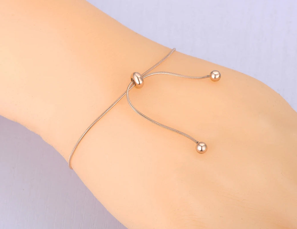 Titanium Stainless Steel Snake Chain Link Bracelets for Women Girls Gold Plated Adjustable Size Bracelet B21150