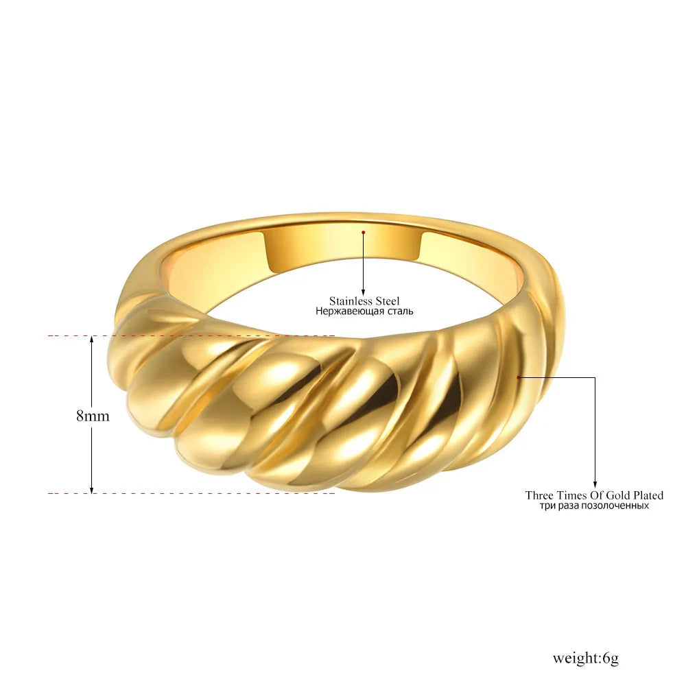 Trendy Titanium Stainless Steel Twisted Shape Party Ring Original Design Wedding Ring Jewelry for Women Кольца R21001
