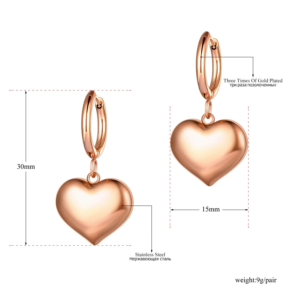 Trendy Titanium Stainless Steel Love Heart Hoop Earrings Classic Wedding Earrings Jewelry for Women Pendientes E21056