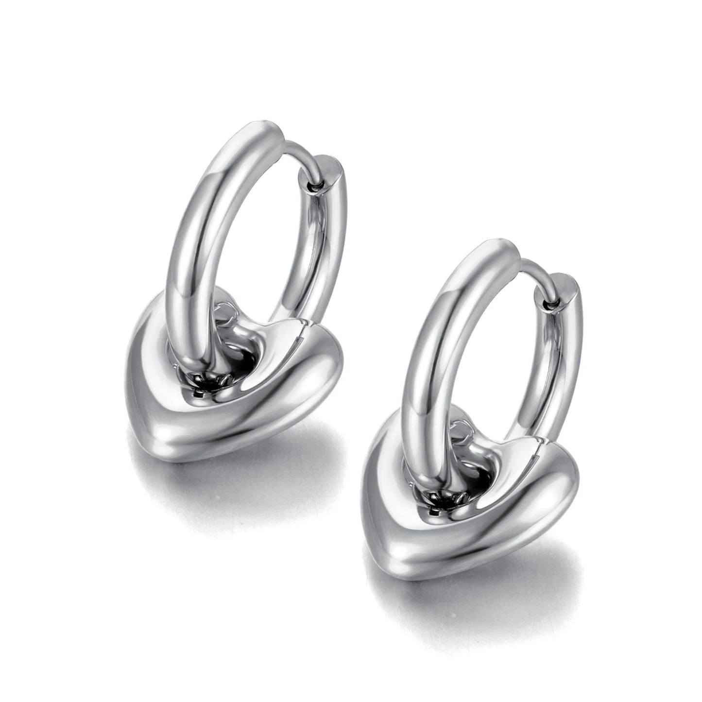 Heart Hoop Earrings for Women Girls 14K Gold Plated Stainless Steel Handmade High Polished Hoop Earrings Jewelry E22163
