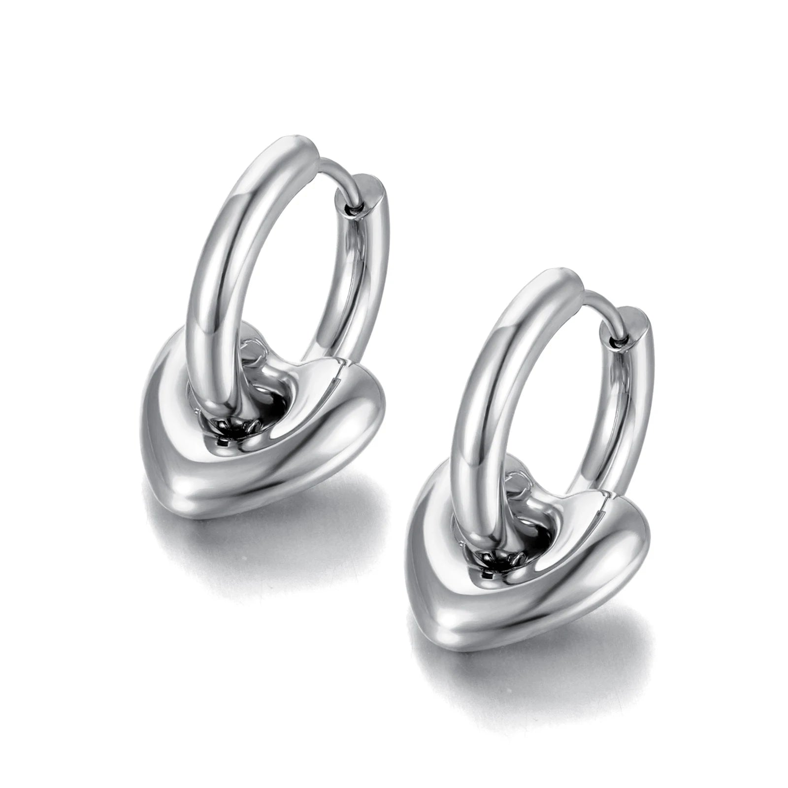 Heart Hoop Earrings for Women Girls 14K Gold Plated Stainless Steel Handmade High Polished Hoop Earrings Jewelry E22163