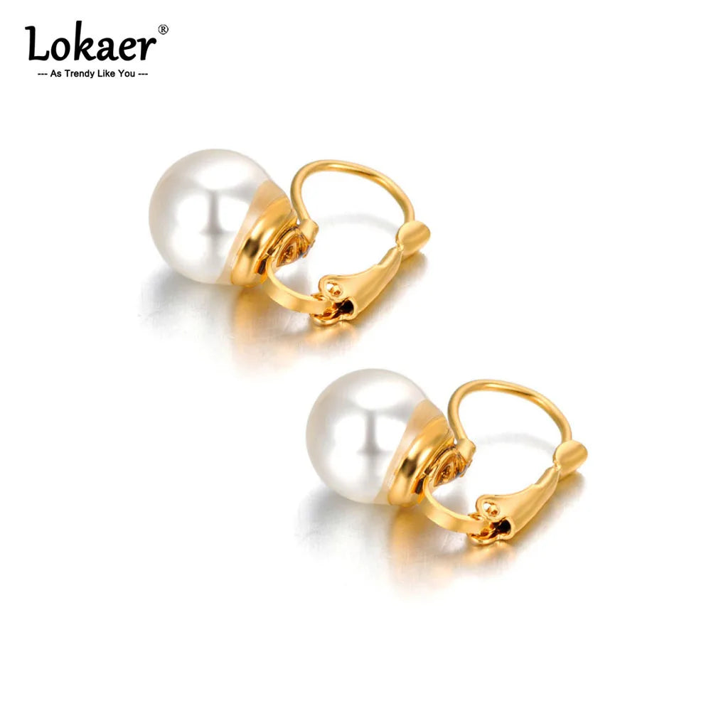 Titanium Stainless Steel Office Style White Pearl Party Earrings for Women Trendy Wedding Earrings Jewelry Серьги E21023