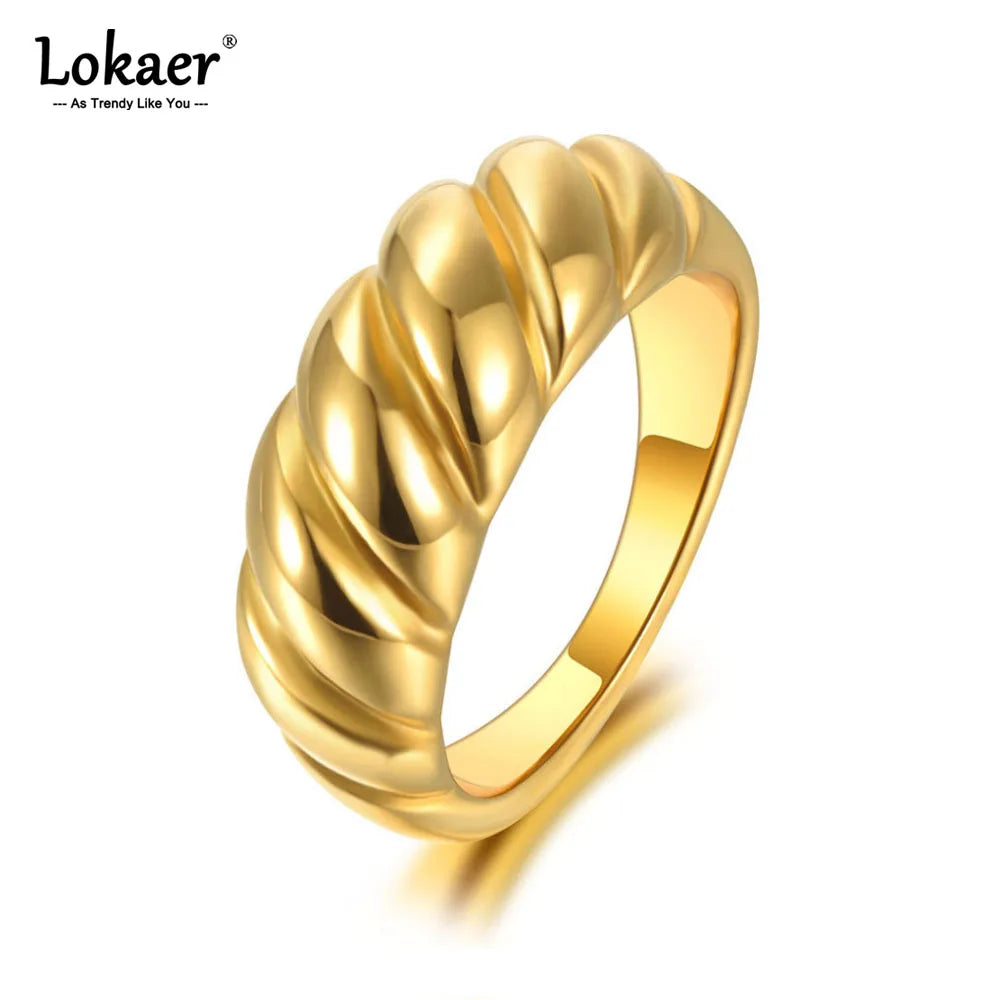 Trendy Titanium Stainless Steel Twisted Shape Party Ring Original Design Wedding Ring Jewelry for Women Кольца R21001