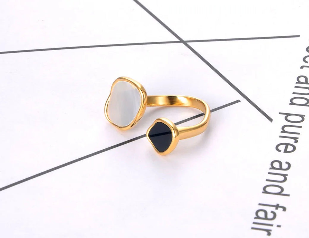 Titanium Stainless Steel Acrylic Shell Ring Trendy Geometric Open Ring Jewelry for Women Кольцо Женское R22005