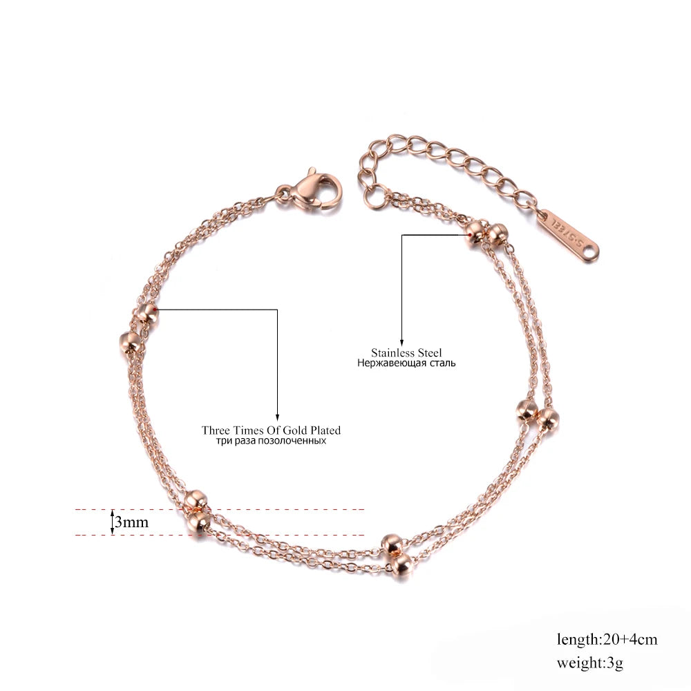 Trendy Double Layer Handmade Beads Anklet for Women Barefoot Sandals Bracelet Anklets Foot Gothic Boho Jewelry A21011