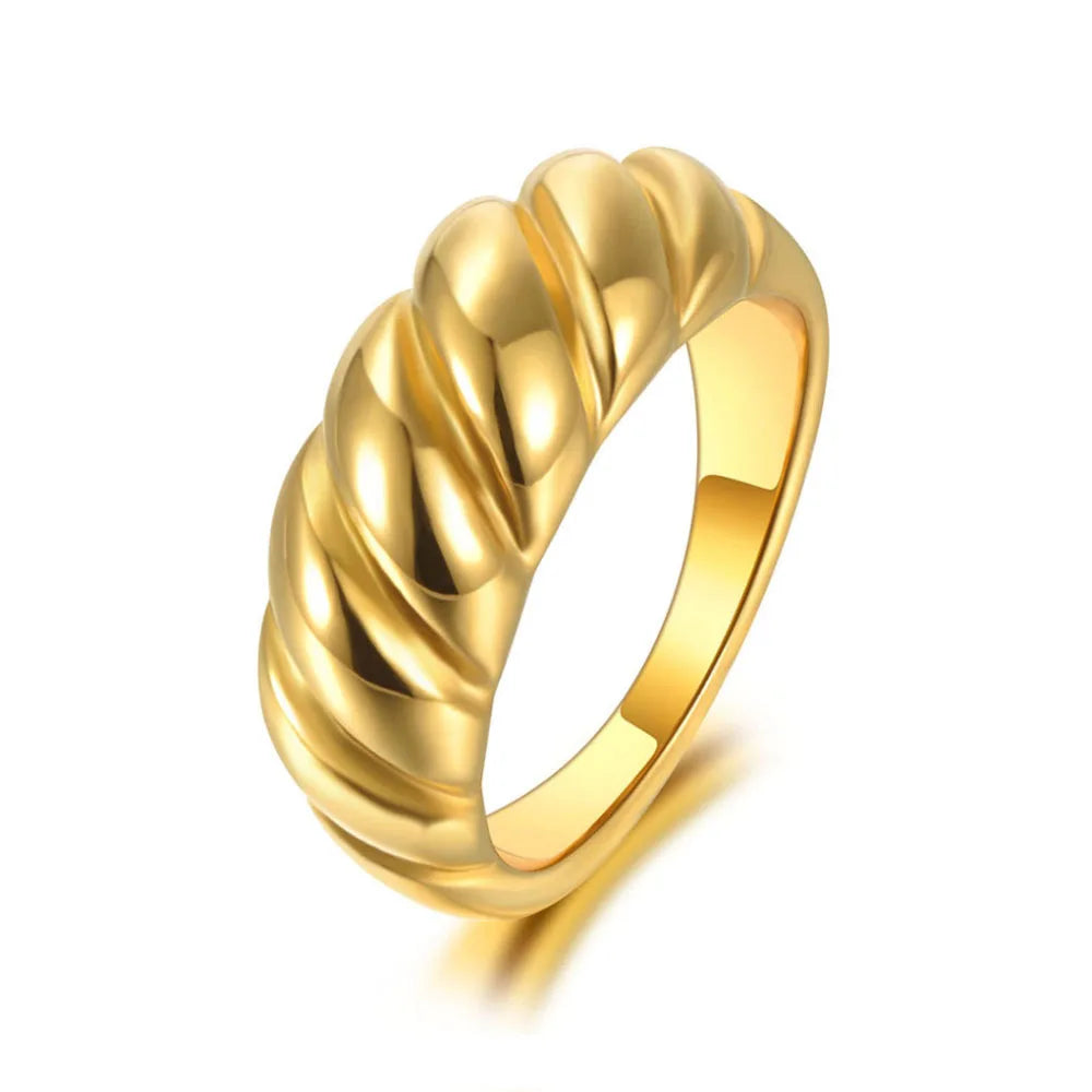 Trendy Titanium Stainless Steel Twisted Shape Party Ring Original Design Wedding Ring Jewelry for Women Кольца R21001