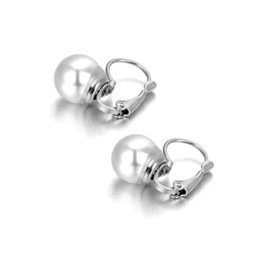 Titanium Stainless Steel Office Style White Pearl Party Earrings for Women Trendy Wedding Earrings Jewelry Серьги E21023