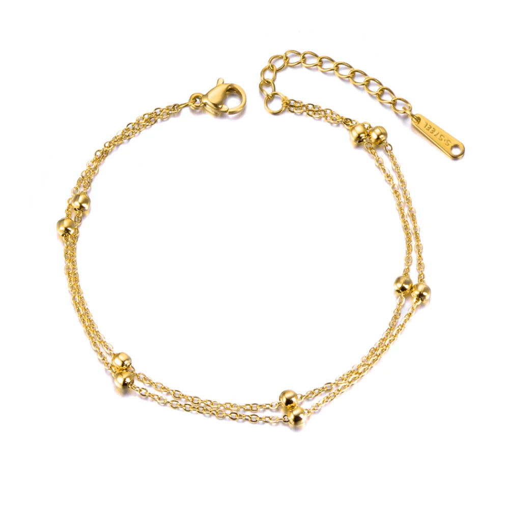 Trendy Double Layer Handmade Beads Anklet for Women Barefoot Sandals Bracelet Anklets Foot Gothic Boho Jewelry A21011