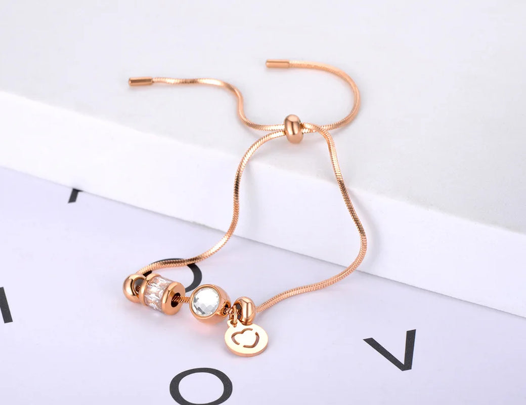 Original Design Fashion Stainless Steel Cubic Zirconia Adjustable Bracelet for Women Bohemia Chain & Link Bracelet B21072