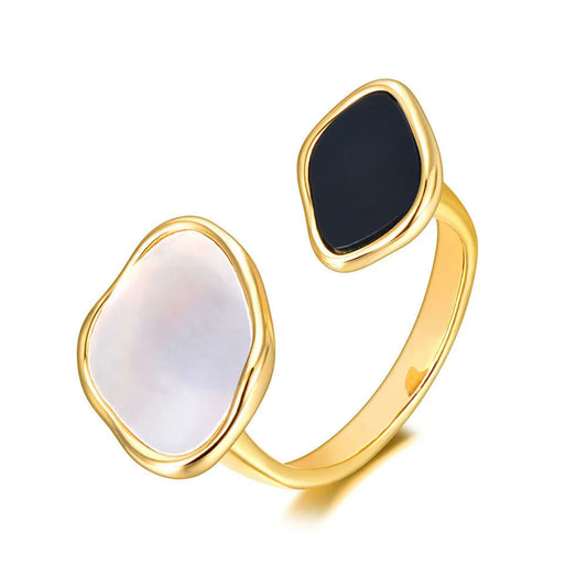 Titanium Stainless Steel Acrylic Shell Ring Trendy Geometric Open Ring Jewelry for Women Кольцо Женское R22005