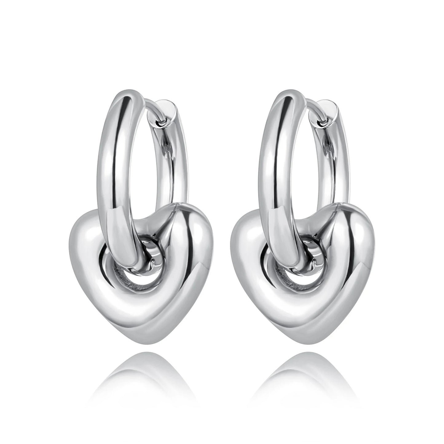 Heart Hoop Earrings for Women Girls 14K Gold Plated Stainless Steel Handmade High Polished Hoop Earrings Jewelry E22163
