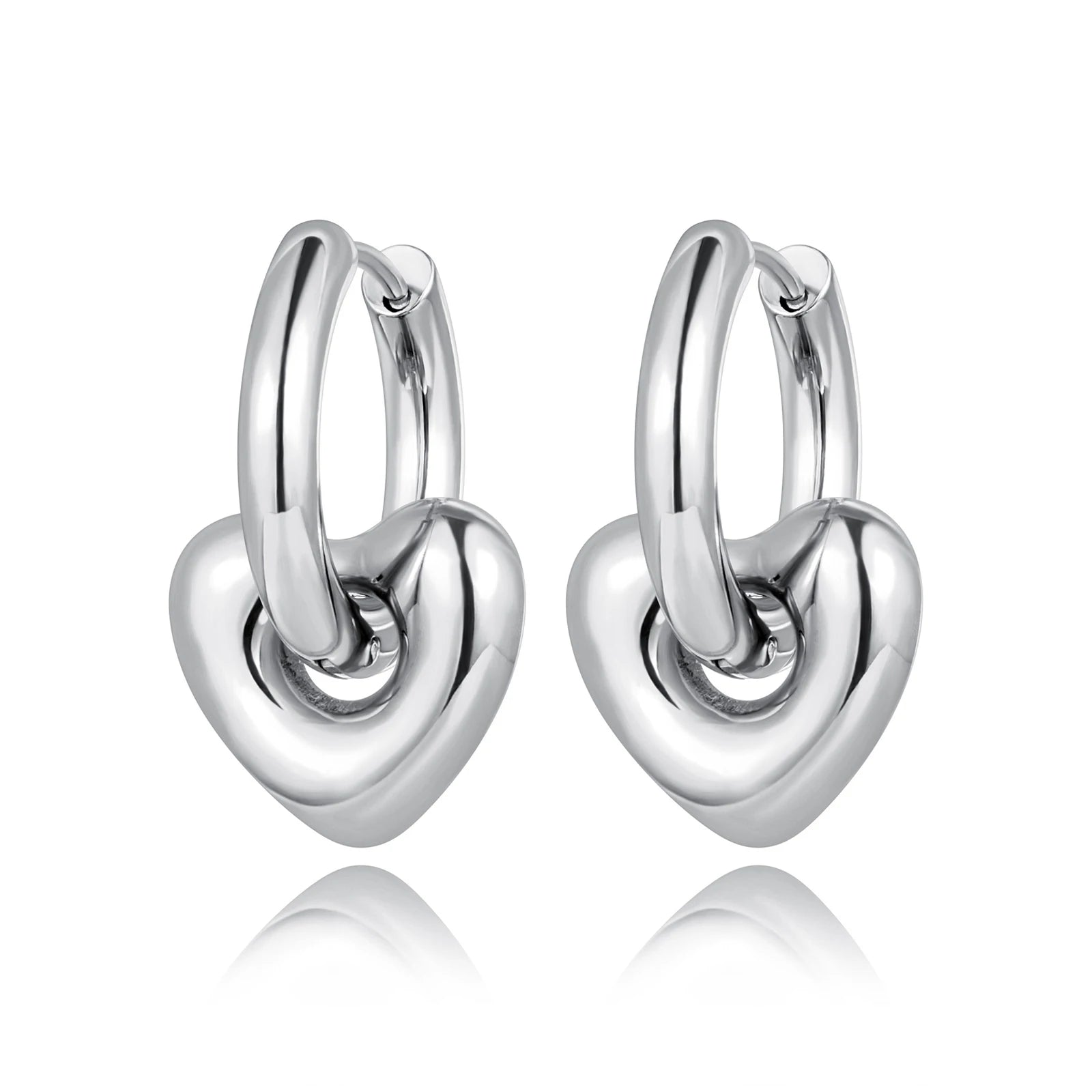 Heart Hoop Earrings for Women Girls 14K Gold Plated Stainless Steel Handmade High Polished Hoop Earrings Jewelry E22163