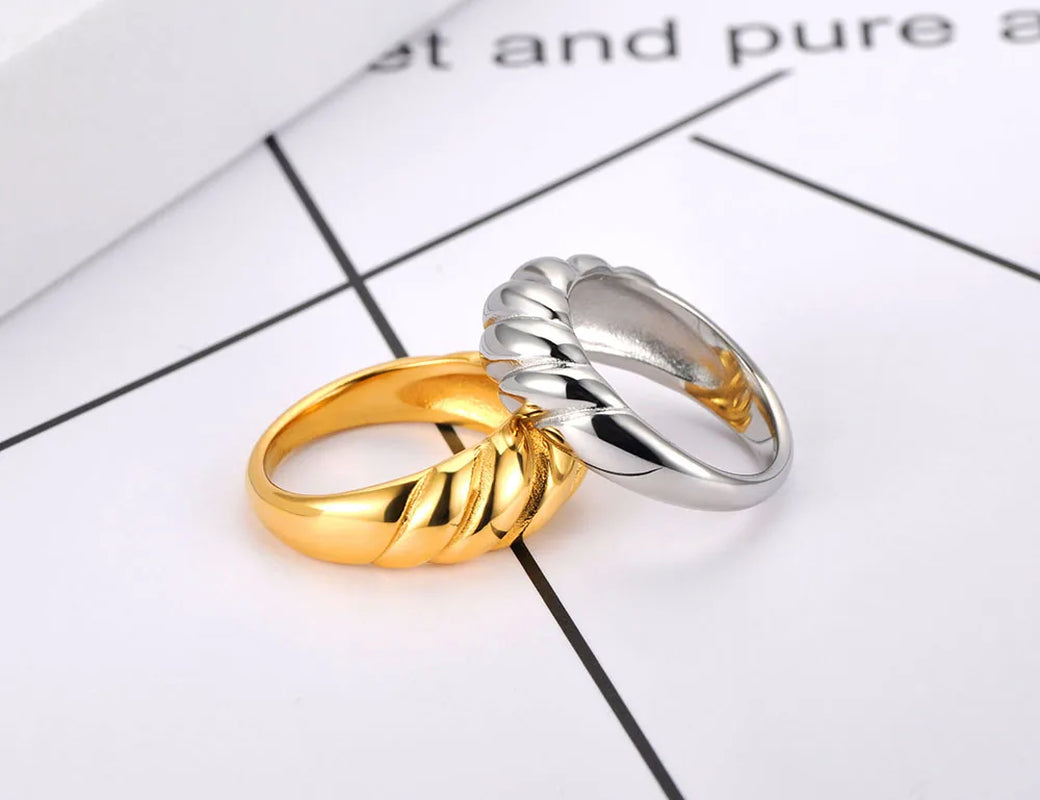 Trendy Titanium Stainless Steel Twisted Shape Party Ring Original Design Wedding Ring Jewelry for Women Кольца R21001