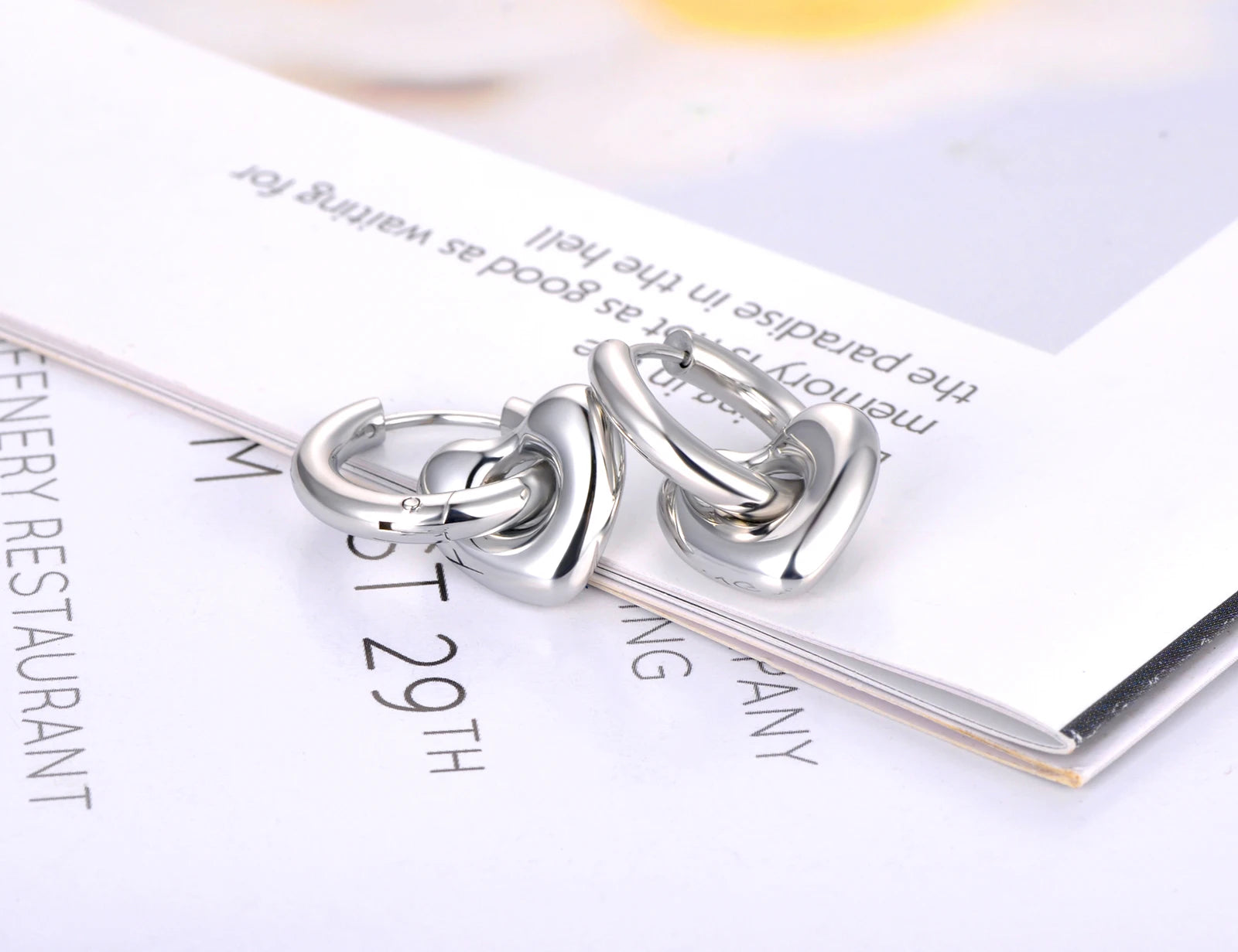 Heart Hoop Earrings for Women Girls 14K Gold Plated Stainless Steel Handmade High Polished Hoop Earrings Jewelry E22163