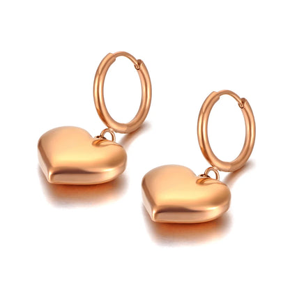 Trendy Titanium Stainless Steel Love Heart Hoop Earrings Classic Wedding Earrings Jewelry for Women Pendientes E21056