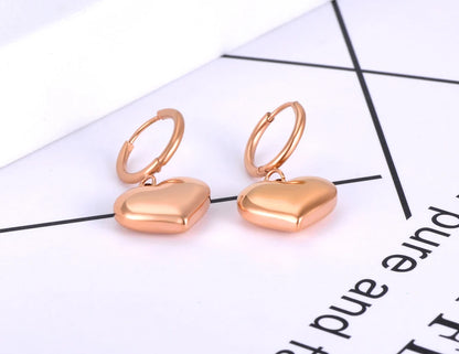 Trendy Titanium Stainless Steel Love Heart Hoop Earrings Classic Wedding Earrings Jewelry for Women Pendientes E21056