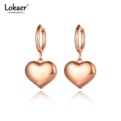 Trendy Titanium Stainless Steel Love Heart Hoop Earrings Classic Wedding Earrings Jewelry for Women Pendientes E21056