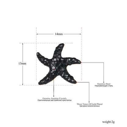 Bohemia Party White/Black Clay Shiny Crystal Starfish Stud Earrings for Women Office Girl'S Earrings Jewelry E19096