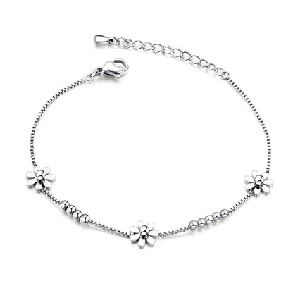 Titanium Steel Rose Gold Plated Small Fresh Daisy Charm Bracelet Female Jewelry Trendy Chain & Link Bracelets B18196