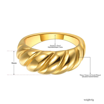 Trendy Titanium Stainless Steel Twisted Shape Party Ring Original Design Wedding Ring Jewelry for Women Кольца R21001
