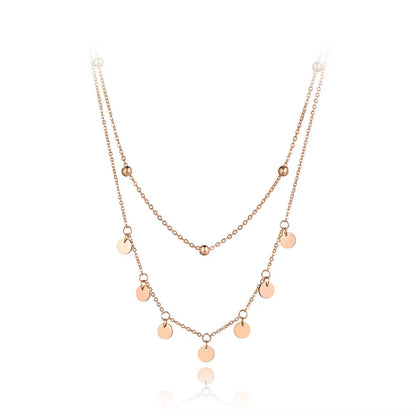 Trendy Bohemia Stainless Steel Double-Layer Charm Chain Choker Necklace Beach Jewelry Pendant Necklace for Women N19127
