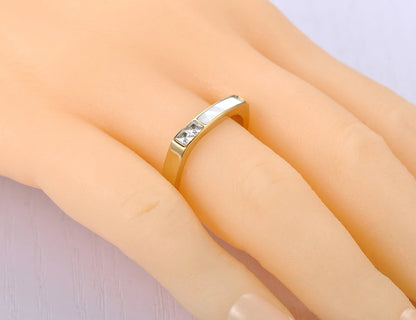 Design Titanium Stainless Steel Geometric Square Cubic Zirconia Rings 18K Gold Plated Bohemia Shell Ring for Women R21028