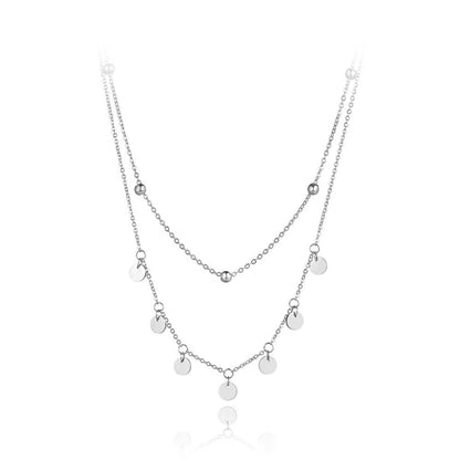 Trendy Bohemia Stainless Steel Double-Layer Charm Chain Choker Necklace Beach Jewelry Pendant Necklace for Women N19127