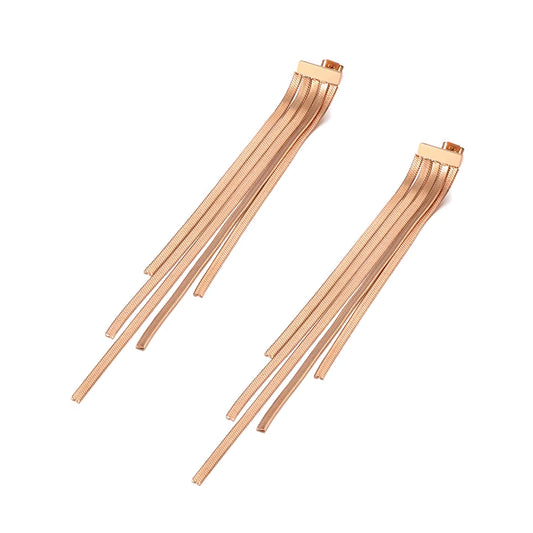 Personality Bohemia Long Tassel Stud Earrings Stainless Steel Trendy Chain & Link Earrings Jewelry for Women Girls E20122