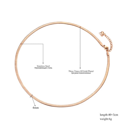 New Arrival Sample Jewelry Stainless Steel Snake Chain Thin Necklace Rose Gold Color Chirstmas Gift N18065