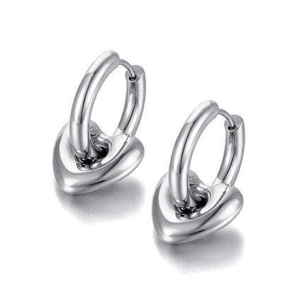 Heart Hoop Earrings for Women Girls 14K Gold Plated Stainless Steel Handmade High Polished Hoop Earrings Jewelry E22163