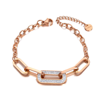 Trendy CZ Crystal Geometric Charm Bracelets for Women Titanium Stainless Steel Link Chain Bohemia Beach Jewelry B21001