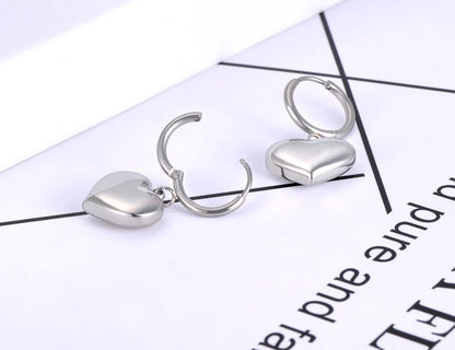 Trendy Titanium Stainless Steel Love Heart Hoop Earrings Classic Wedding Earrings Jewelry for Women Pendientes E21056