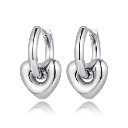 Heart Hoop Earrings for Women Girls 14K Gold Plated Stainless Steel Handmade High Polished Hoop Earrings Jewelry E22163