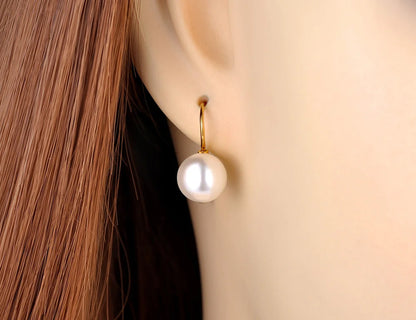 Titanium Stainless Steel Office Style White Pearl Party Earrings for Women Trendy Wedding Earrings Jewelry Серьги E21023