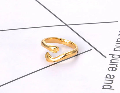 Titanium Stainless Steel Cast Metal Ring 18K Gold Plated Bohemia Party Both Hands Ring Jewelry for Women Girls R22004