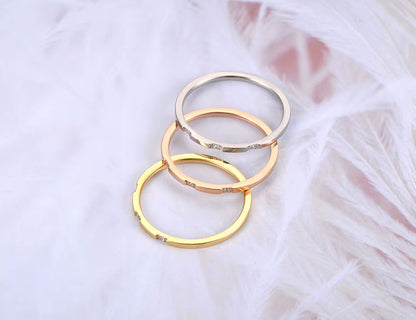 Trendy 3 in 1 Gold Color Mosaic CZ Crystal Rings Jewelry Titanium Steel Wedding Engagement Ring for Women Girls R19055