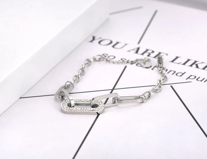 Trendy CZ Crystal Geometric Charm Bracelets for Women Titanium Stainless Steel Link Chain Bohemia Beach Jewelry B21001