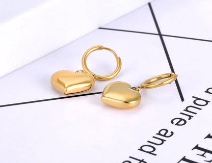 Trendy Titanium Stainless Steel Love Heart Hoop Earrings Classic Wedding Earrings Jewelry for Women Pendientes E21056